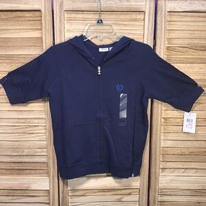 Izod Short Sleeve Hoodie Zip Up New With Tags Blue Size Small